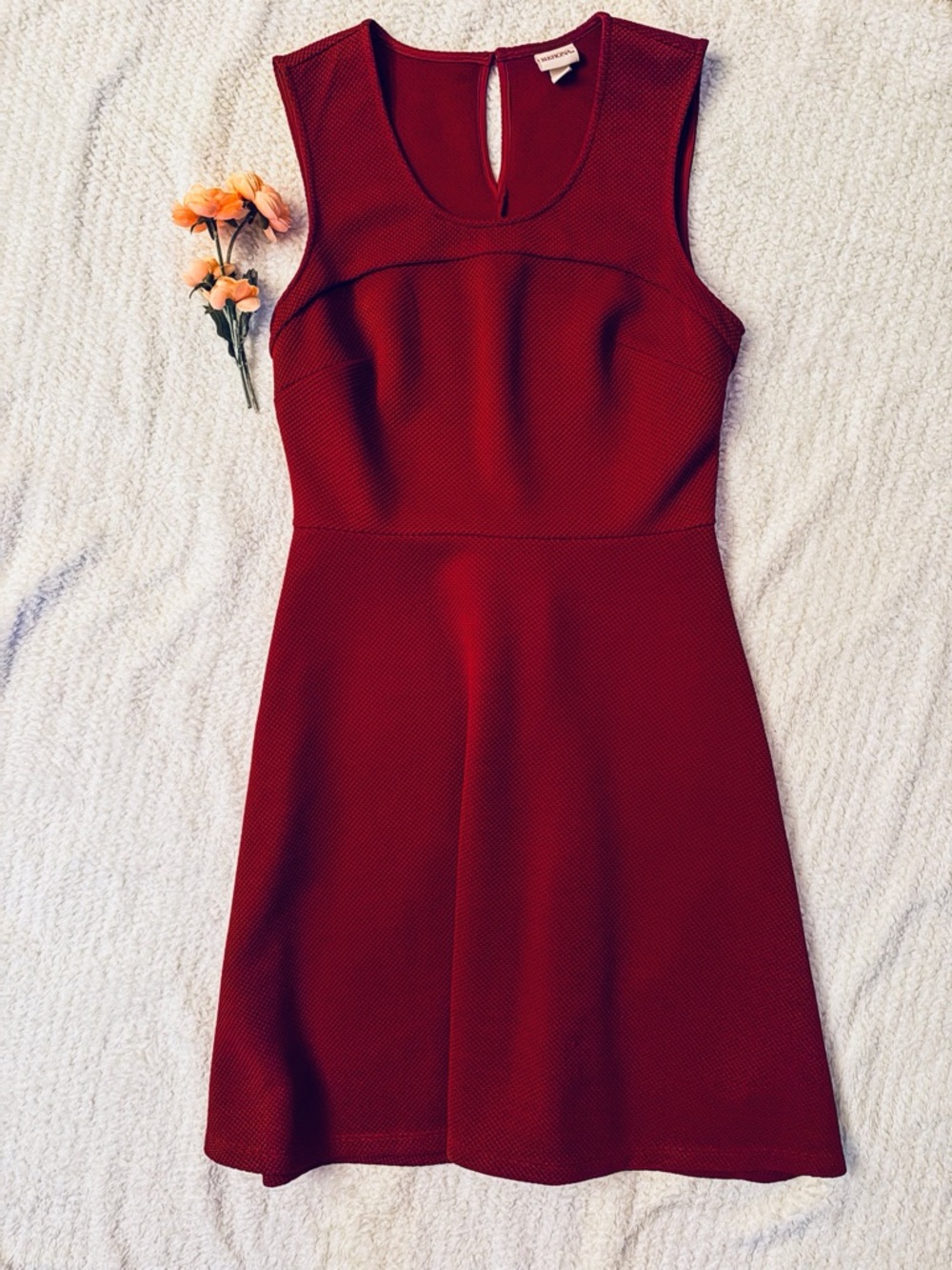 Merona Burgundy Textured Fit & Flare Skater Dress M